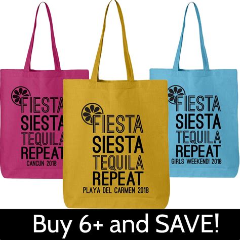 Mexico Tote Bags Personalized Bachelorette Party Birthday Etsy