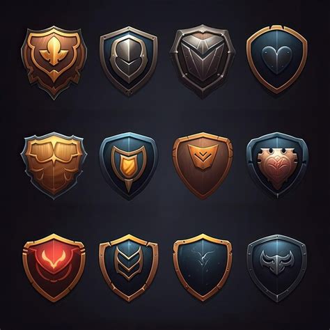 battle shield game ai generated knight design fight shape steel badge