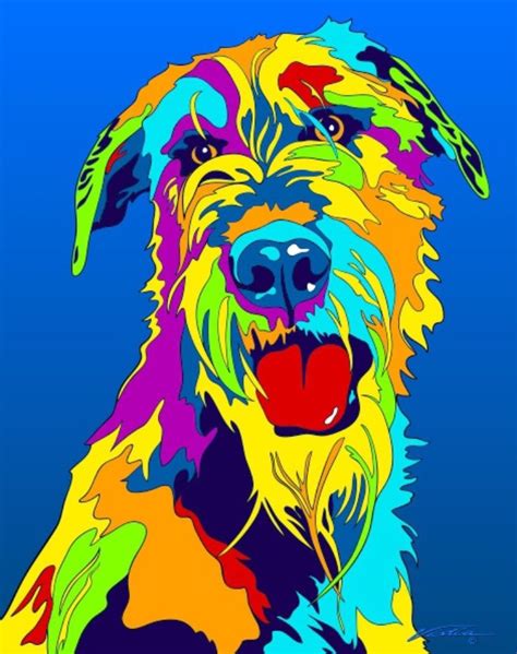 Multi Color Irish Wolfhound Dog Breed Matted Prints And Canvas Giclées