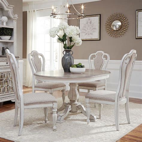 Magnolia Manor Pedestal Dining Set W Splat Back Chairs Dining Room