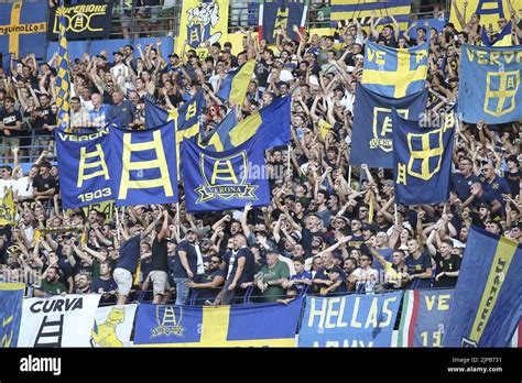 Hellas Verona fans show their support during Hellas Verona vs SSC ...