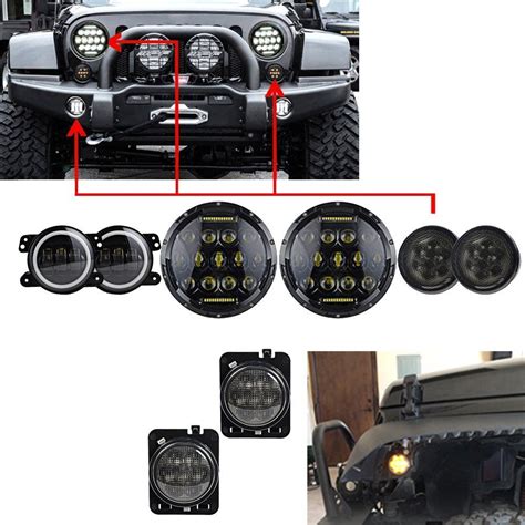 Black W Led Driving Headlight With Drl Inch Led Fog Lights