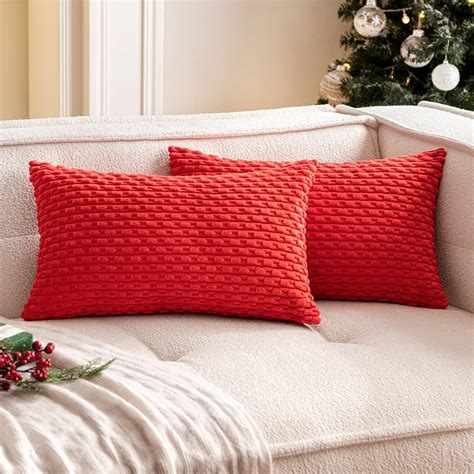 Amazon Woaboy Christmas Red Throw Pillow Covers 12x20 Inch Set Of