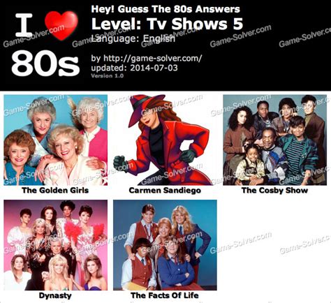 Hey Guess The 80s Tv Shows 5 Answers Game Solver