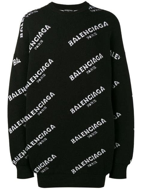 Balenciaga Oversized All Over Logo Sweatshirt Balenciaga Cloth