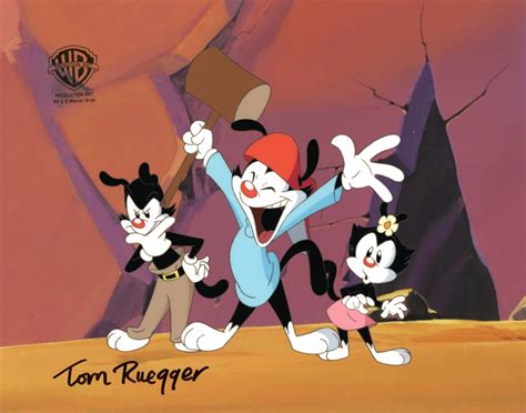 Animaniacs Original Production Cel With Matching Drawing Signed By Tom