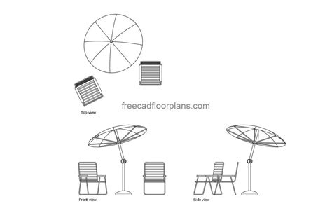 Outdoor Furniture Dwg Cad Blocks In Plan And Elevation