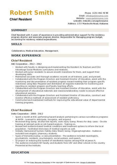 Cv Template Residency Free Resume Templates