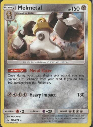 Pokemon TCG Melmetal 129 214 Holo Rare SM Unbroken Bonds NM EBay