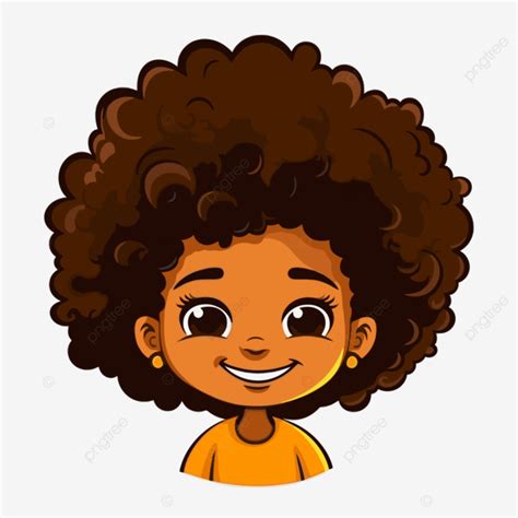 Afro Clipart Cartoon Afroamerican Girl With A Curly Afro And Is Smiling