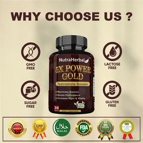 Dietary Supplement 5x Power Gold Sexual Capsule For Men Testosterone Booster 30 Capsules