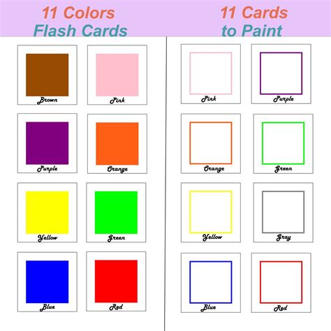 11 Color Flash Cards for Kids Homeschool Chart Color - Etsy