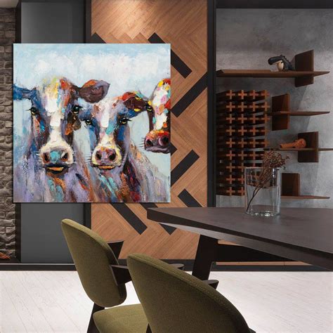 Cow Painting on Canvas Cow Art Canvas Farm Animal Painting - Etsy