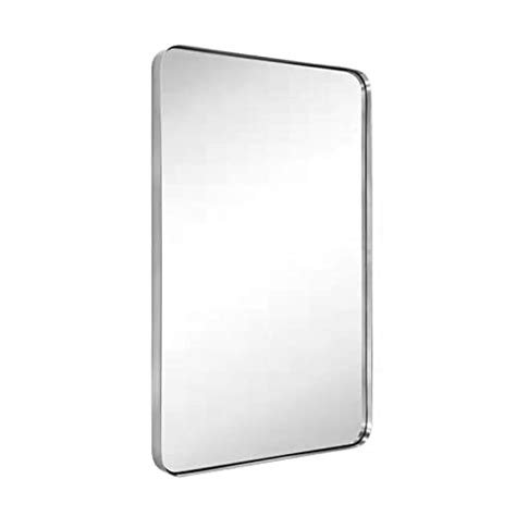 Gracto X Brushed Nickel Metal Framed Bathroom Mirror For Wall In