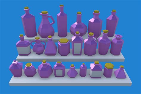 Low Poly Bottles 3d Props Unity Asset Store