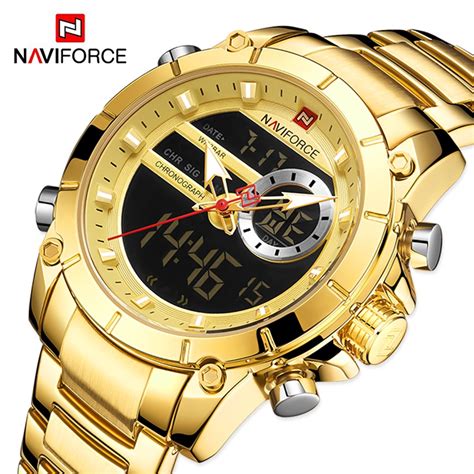 NAVIFORCE Relógio De Pulso Original Masculino Esportivo Ouro Quartzo