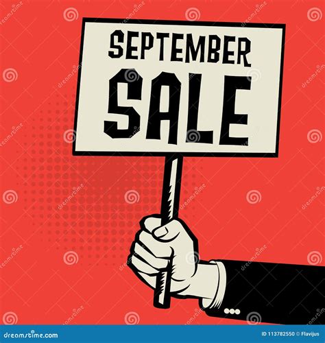 Poster In Hand Business Concept With Text September Sale Stock Vector