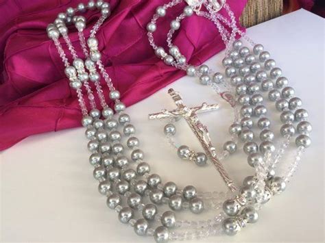 Silver Pearls Crystal Wedding Lasso Wedding Rope Wedding Rosary Lazo De Boda Wedding Laso