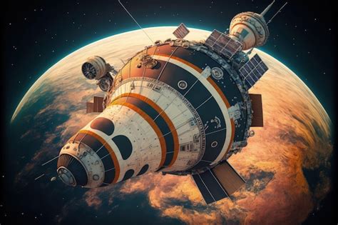 premium ai image soyuz spacecraft orbiting  planet  images