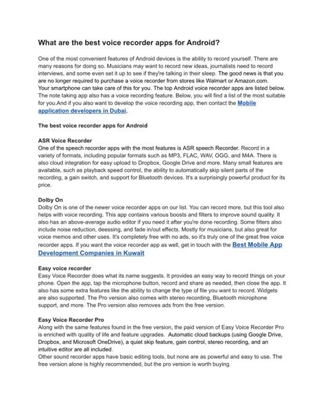 Ppt What Are The Best Voice Recorder Apps For Android Powerpoint