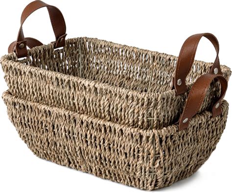 Labcosi Small Wicker Baskets Handwoven Toilet Paper Baskets For Toilet