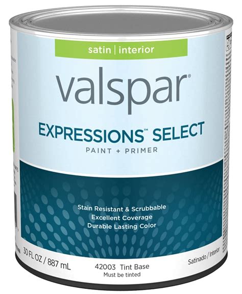 Valspar Expressions Select 4200 028 0042003 005 Latex Paint Acrylic Base Satin Sheen Tint