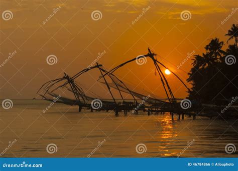 Chinese Fishing Nets at Sunset Stock Photo - Image of climate, nature ...