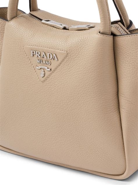 Prada Logo Lettering Top Handle Bag Neutrals Farfetch Uk