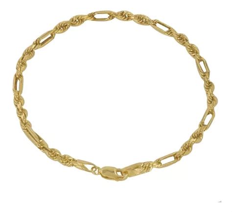 Pulsera Pulso Esclava Oro 10k Torzal Figaro 3 8mm 18cm Italy Envío gratis