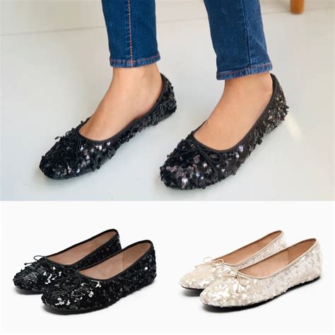 Sepatu ZARA Sequin Ballerina Flat Shoes Wanita Fesyen Wanita Sepatu