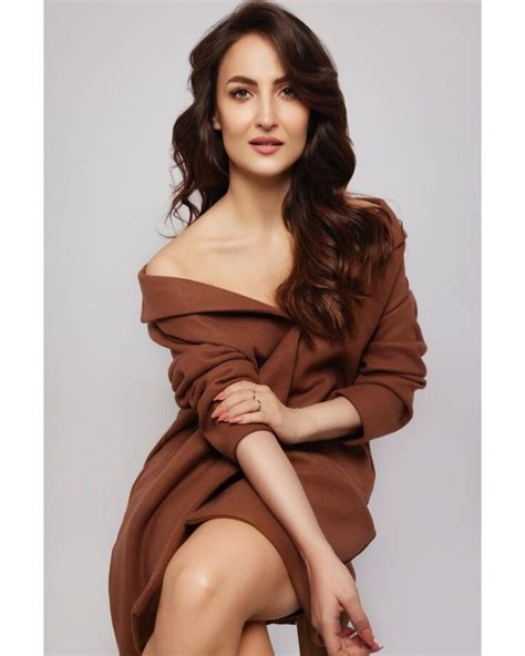 Elli AvrRam Looks Hot In Brown Thigh High Slit Dress IWMBuzz