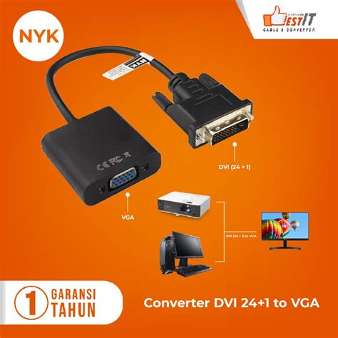 Jual Kabel Converter Dvi To Vga Adapter Nyk Original Shopee