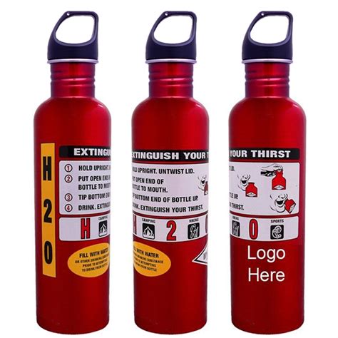 26oz Fire Extinguisher Water Bottle Item WB12084SS 10FE