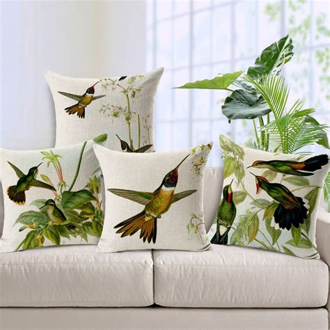 Hand Painted Hummingbird Square Cushion Cover Decorative Pillows Covers