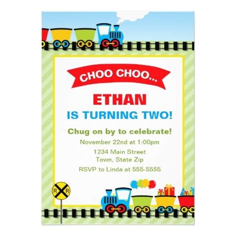 Train Birthday Invitation 5x7 Photo Card Zazzle Train Birthday