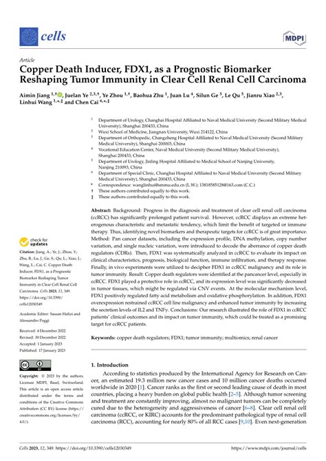 PDF Biomarker Reshaping Tumor Immunity In Clear Cell Renal Cell Carcinoma