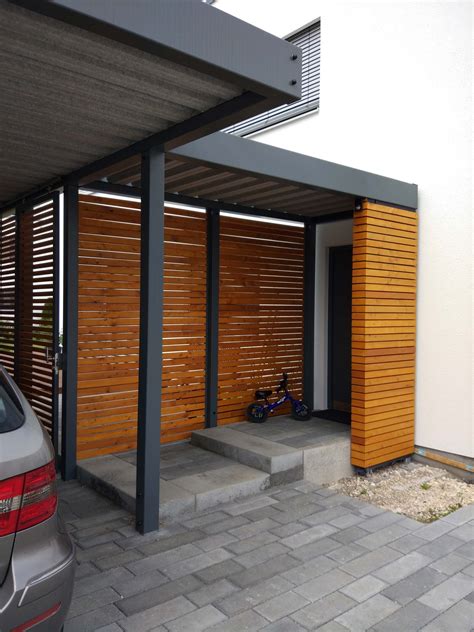 Design Metall Carport Mit Vordach Aus Holz Stahl Paris Frankreich