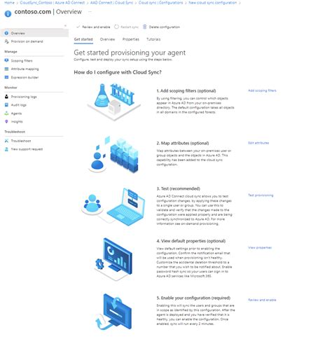 Configuração do novo agente de sincronização na nuvem do Azure AD