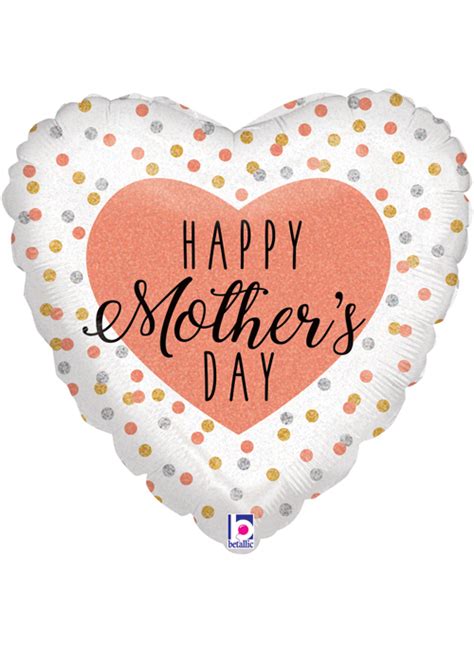 Inflated Rose Gold Happy Mothers Day Heart Helium Balloon