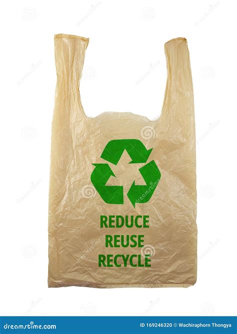 Plastic Bag With Recycle Sign Logo And Words Reduce Reuse Off