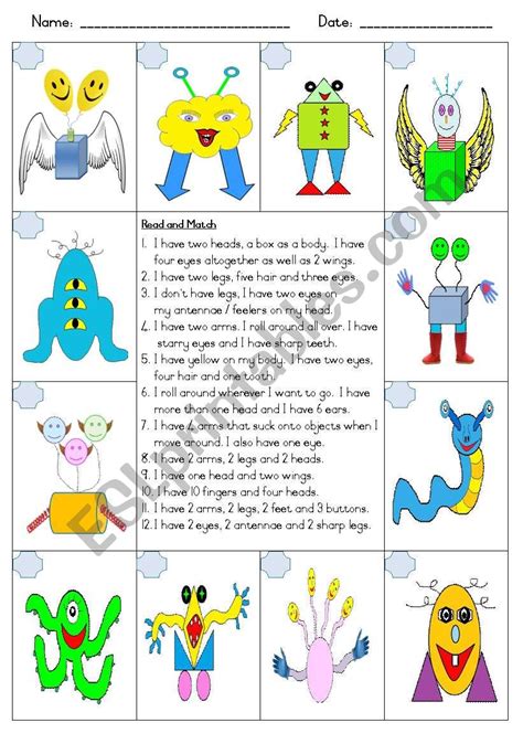 Describing Friendly Monsters ESL Worksheet By Joeyb1