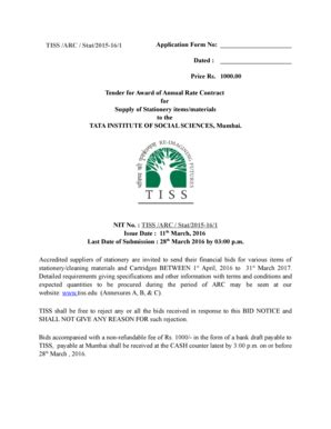 Fillable Online TISS ARC Stat2015 161 Application Form No Dated Price