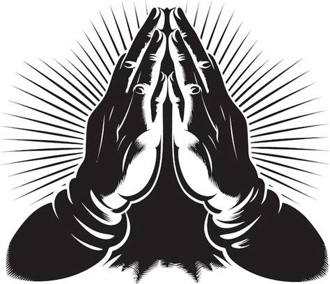 Hands Of Faith Praying Logo Vector Design In Monochrome Majesty Sacred