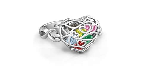 Encased In Love Caged Hearts Ring With Infinity Band Name My Jewellery