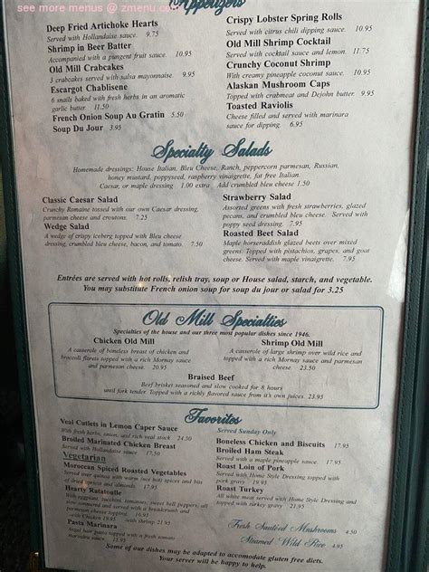 Menu at Old Mill Restaurant, Mount Upton, NY-8