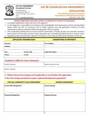 Fillable Online Ocp Zoning Bylaw Amendments Application Fax Email