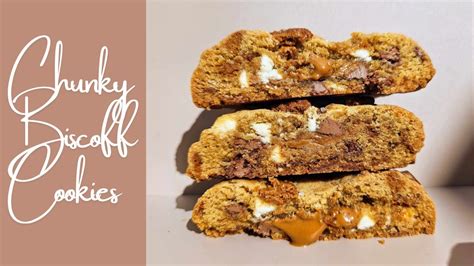 How To Make Chunky Biscoff Nyc Style Cookies Recipe Youtube