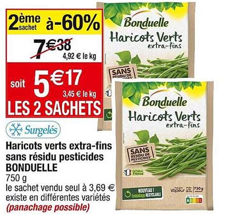 Promo Haricots Verts Extra fins Sans Résidu Pesticides Bonduelle chez