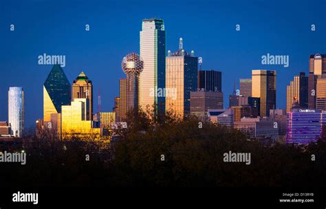 Dallas downtown skyline at sunset Stock Photo - Alamy