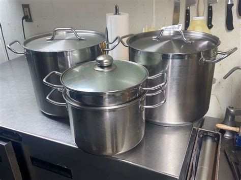 LARGE POTS, PANS AND DOUBLE BOILERS, STRAINER - McLaughlin Auctioneers ...